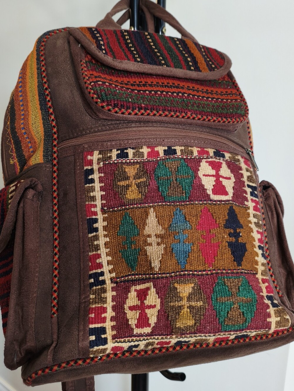 Vintage Kilim Multicolor Woven Backpack Boho - Picture 8 of 8
